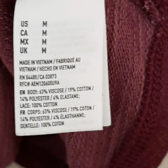 American Eagle Outfitters Top Womens‎ Medium Lace Cutout Long Sleeve Open Back - Picture 4 of 9